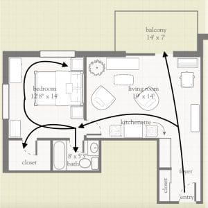 Floorplan of an apartment. How to Arrange Furniture to Create a Harmonious and Functional Space.